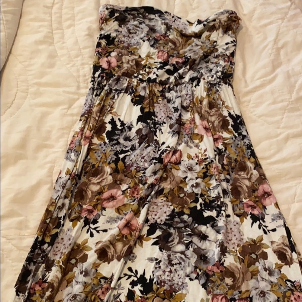 Strapless Floral Maxi Dress